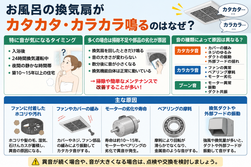 お風呂の換気扇がカタカタ・カラカラ鳴るのはなぜ？