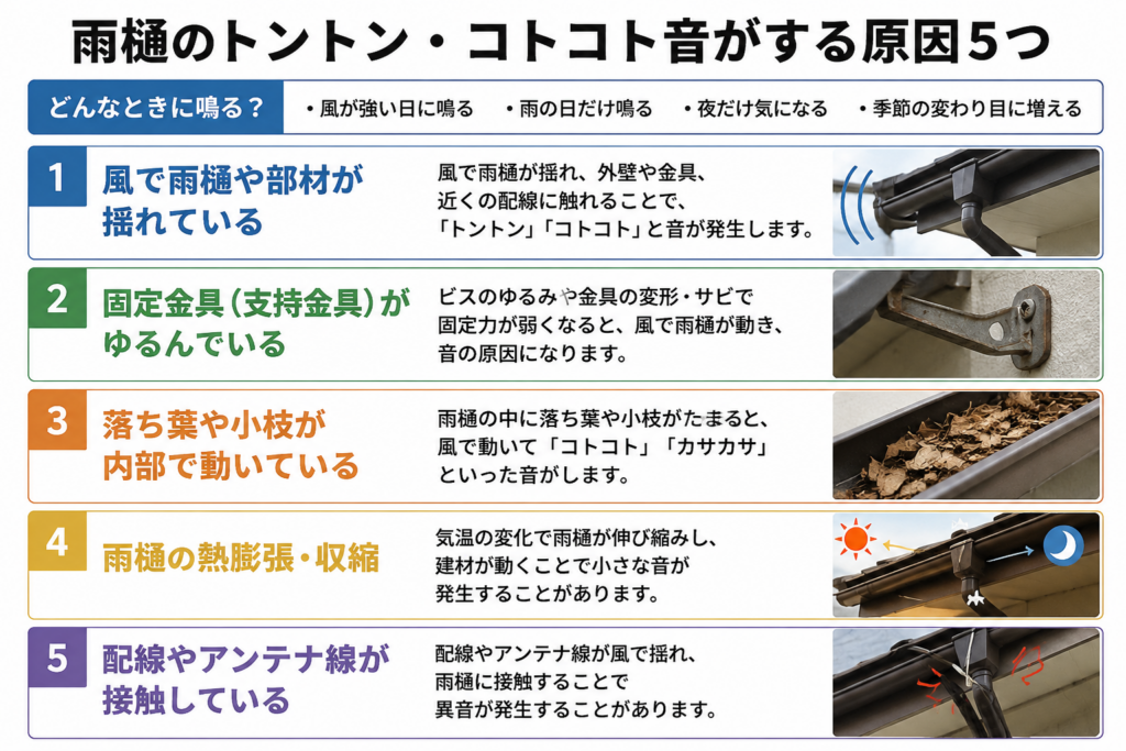雨樋のトントン・コトコト音がする原因５つ