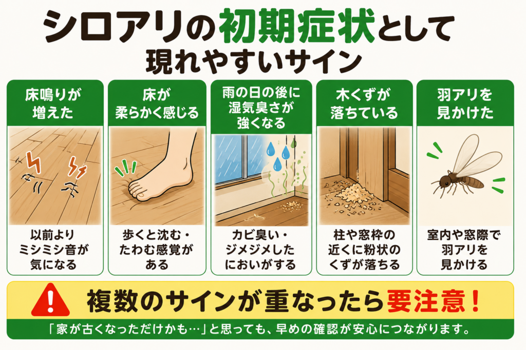 シロアリの初期症状として現れやすいサイン