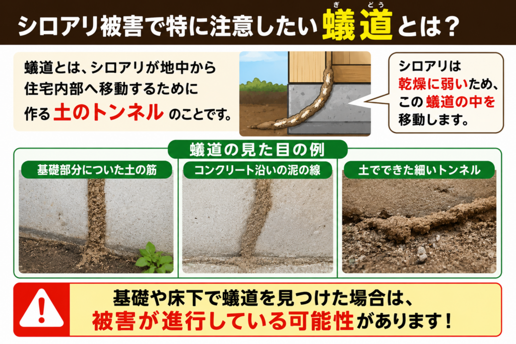 シロアリ被害で特に注意したい蟻道とは？