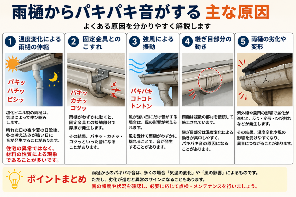 雨樋からパキパキ音がする主な原因