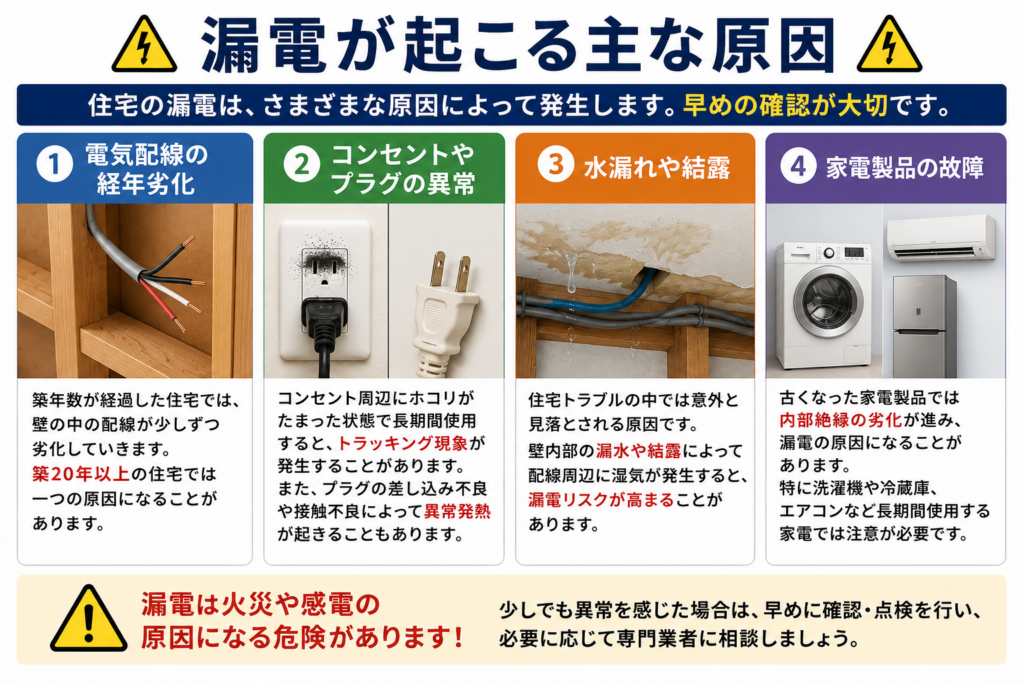 漏電が起こる主な原因