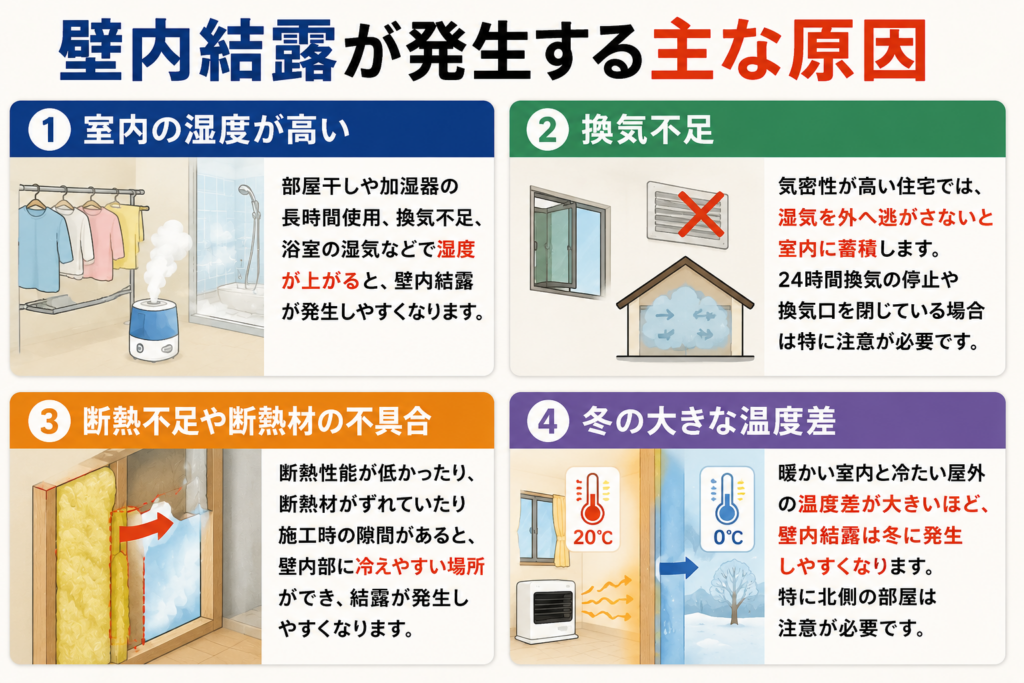 壁内結露が発生する主な原因
