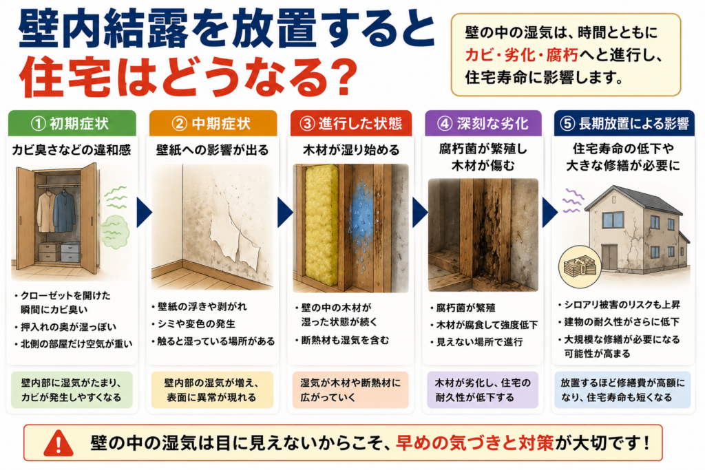 壁内結露を放置すると住宅はどうなる？