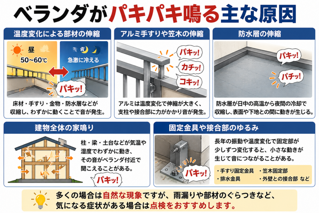 ベランダがパキパキ鳴る主な原因