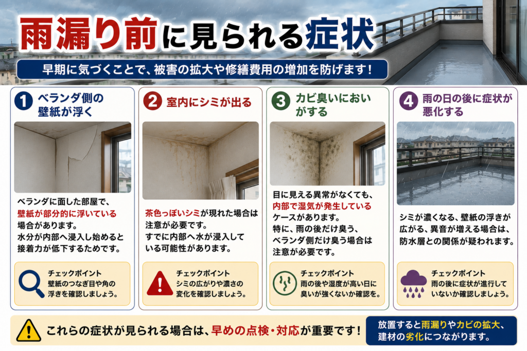 雨漏り前に見られる症状