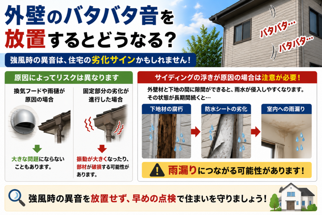 外壁のバタバタ音を放置するとどうなる？