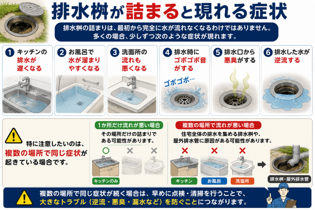 排水桝が詰まると現れる症状