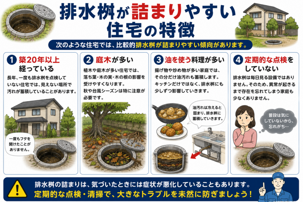 排水桝が詰まりやすい住宅の特徴