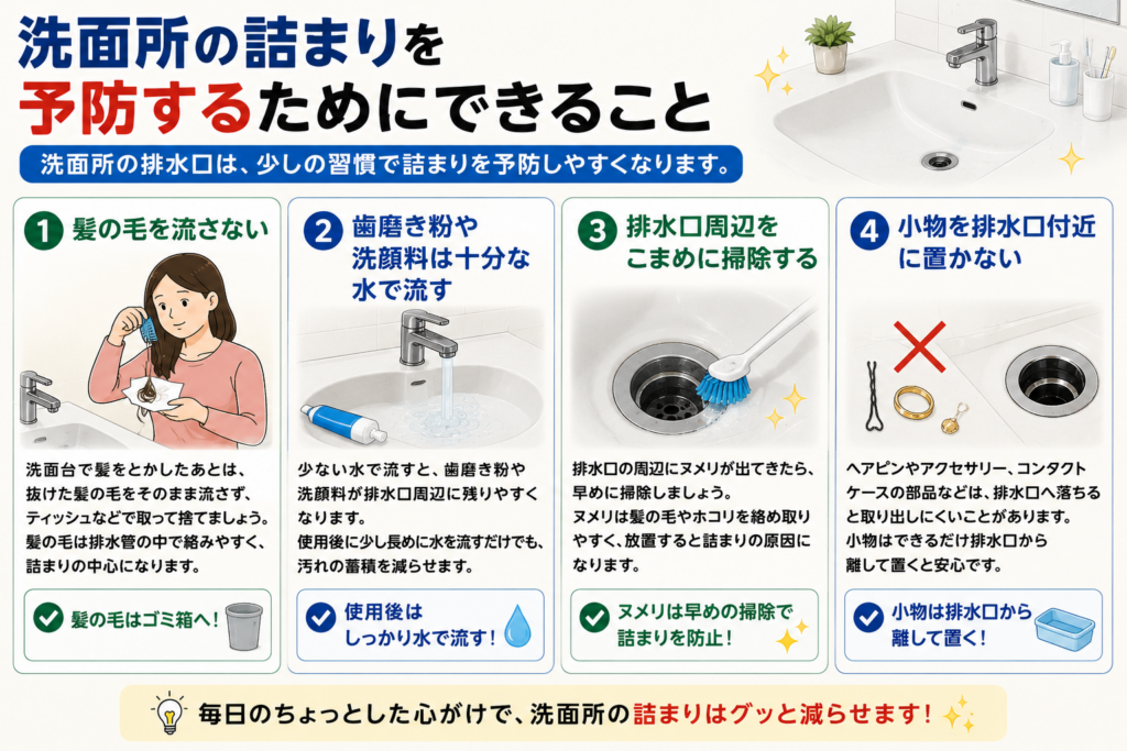 洗面所の詰まりを予防するためにできること