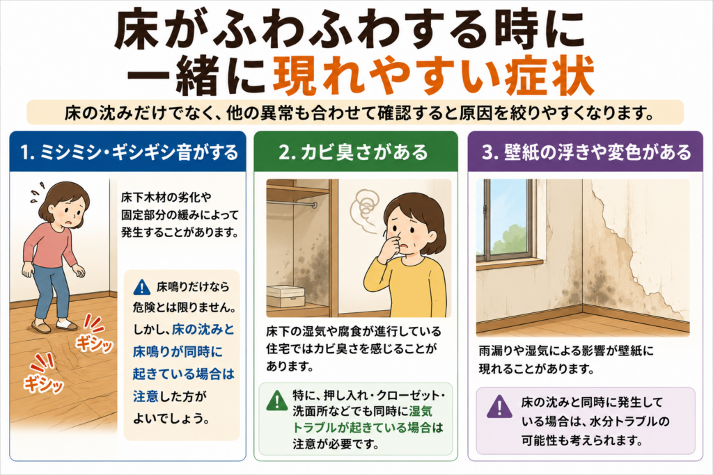 床がふわふわする時に一緒に現れやすい症状