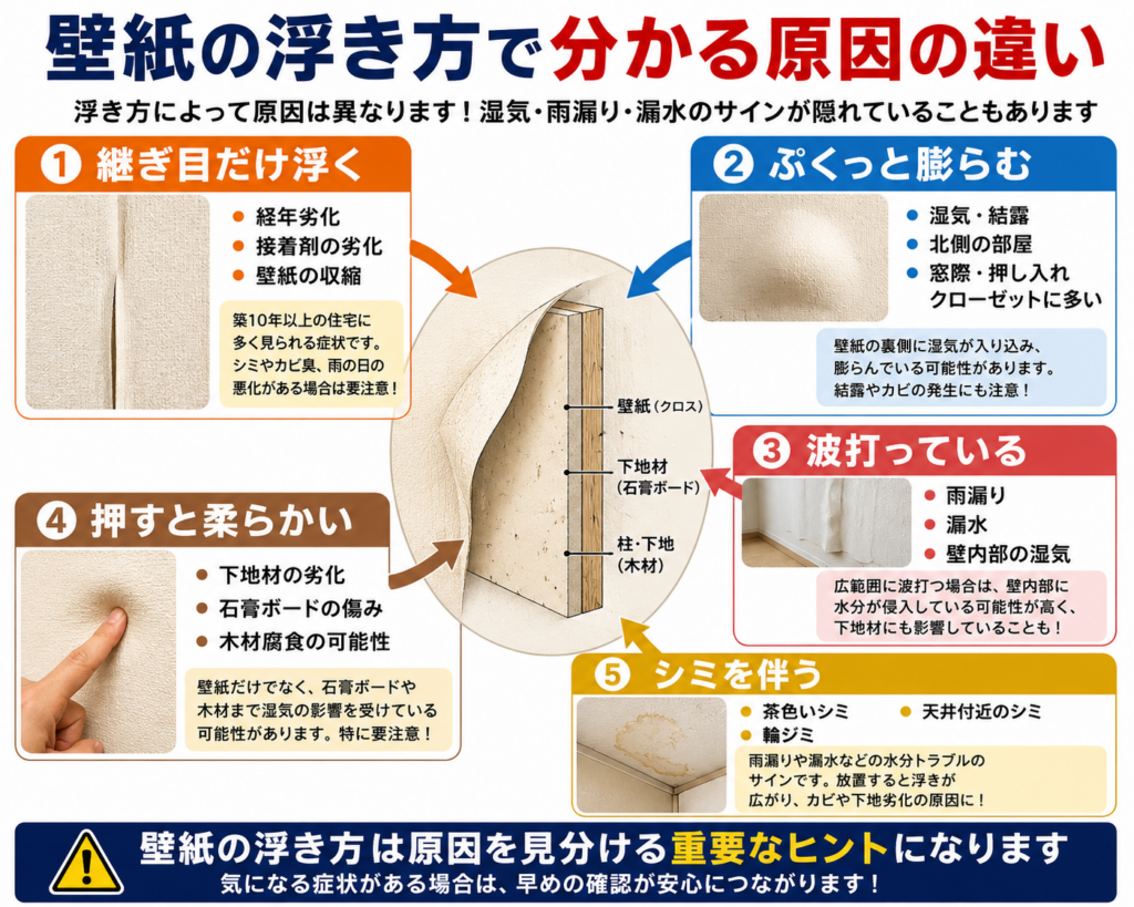 壁紙の浮き方でわかる原因の違い