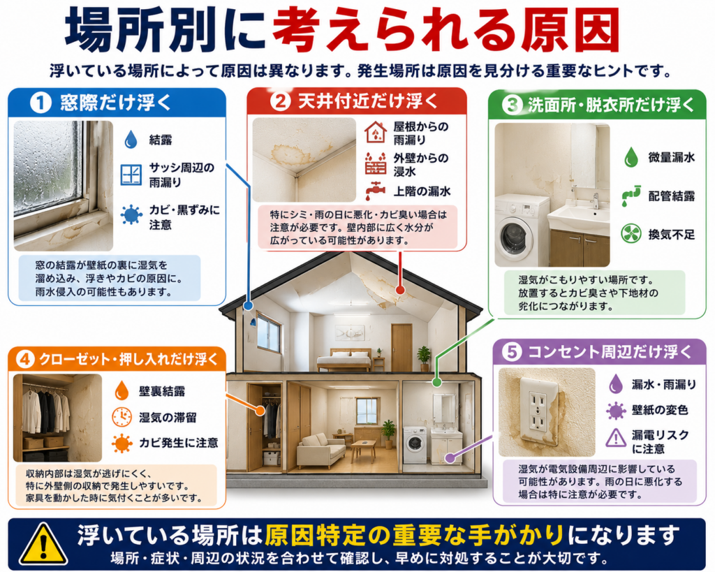 場所別に考えられる原因