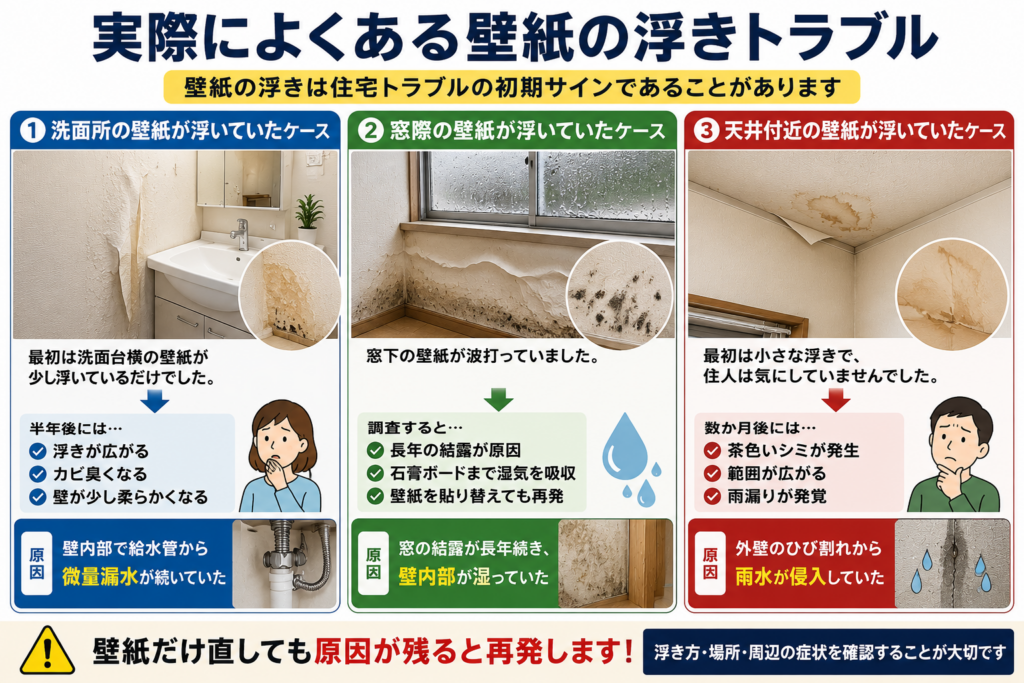 実際によくある壁紙の浮きトラブル