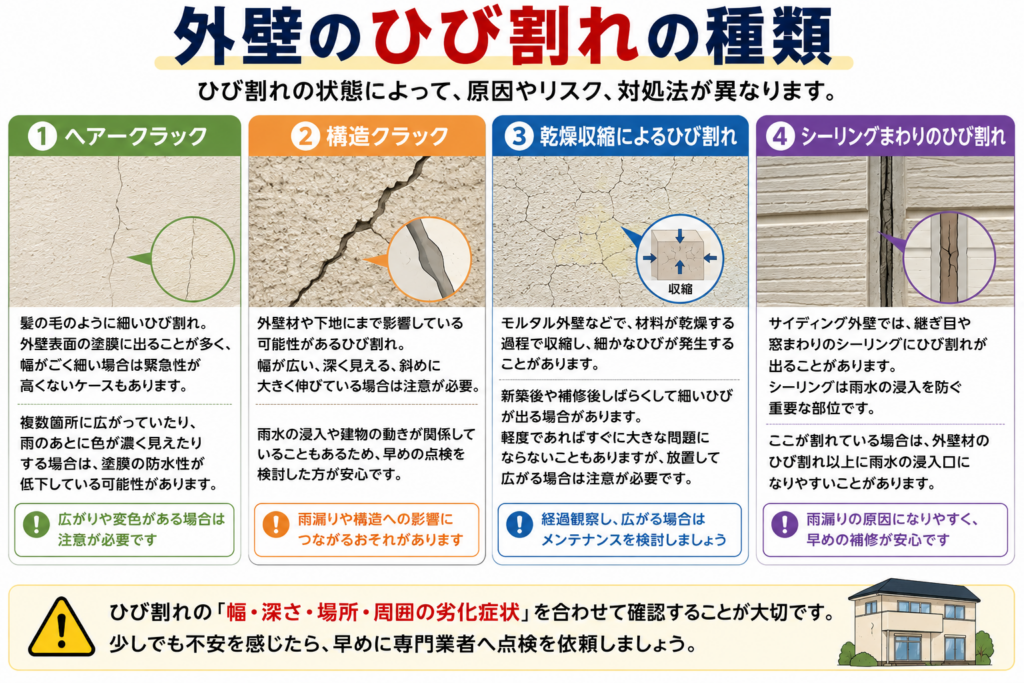 外壁のひび割れの種類