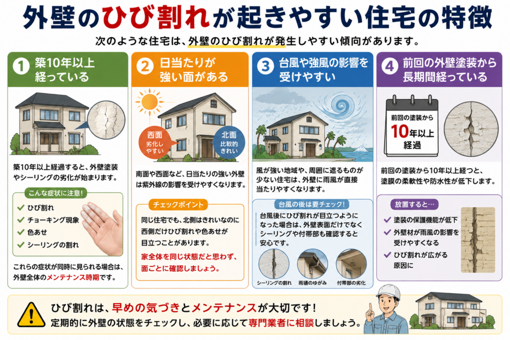 外壁のひび割れが起きやすい住宅の特徴