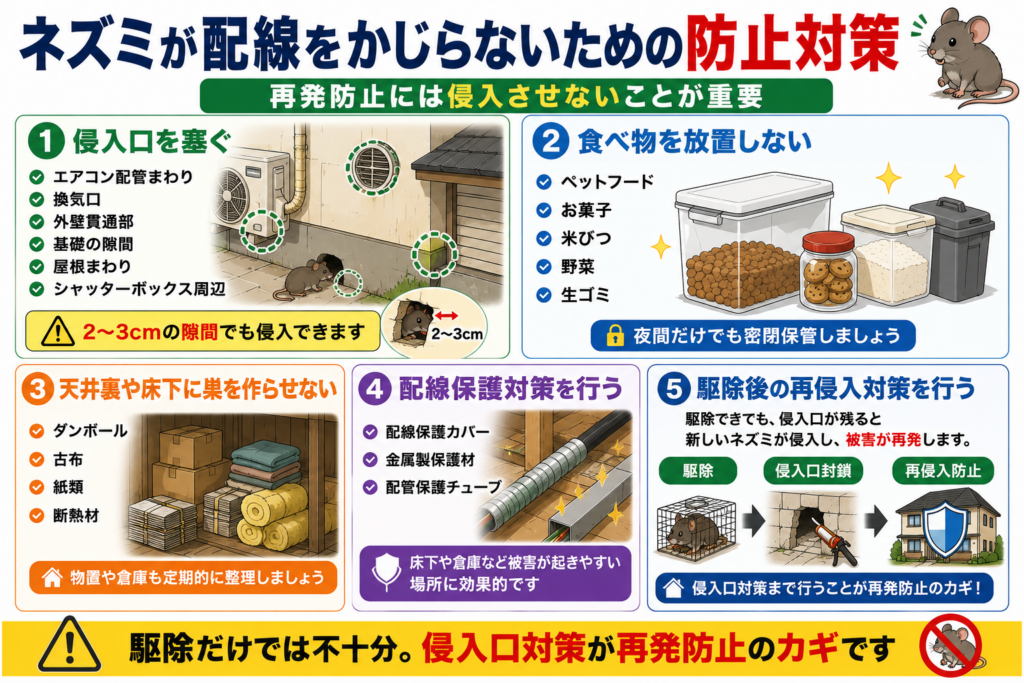 ネズミが配線をかじらないための防止対策
