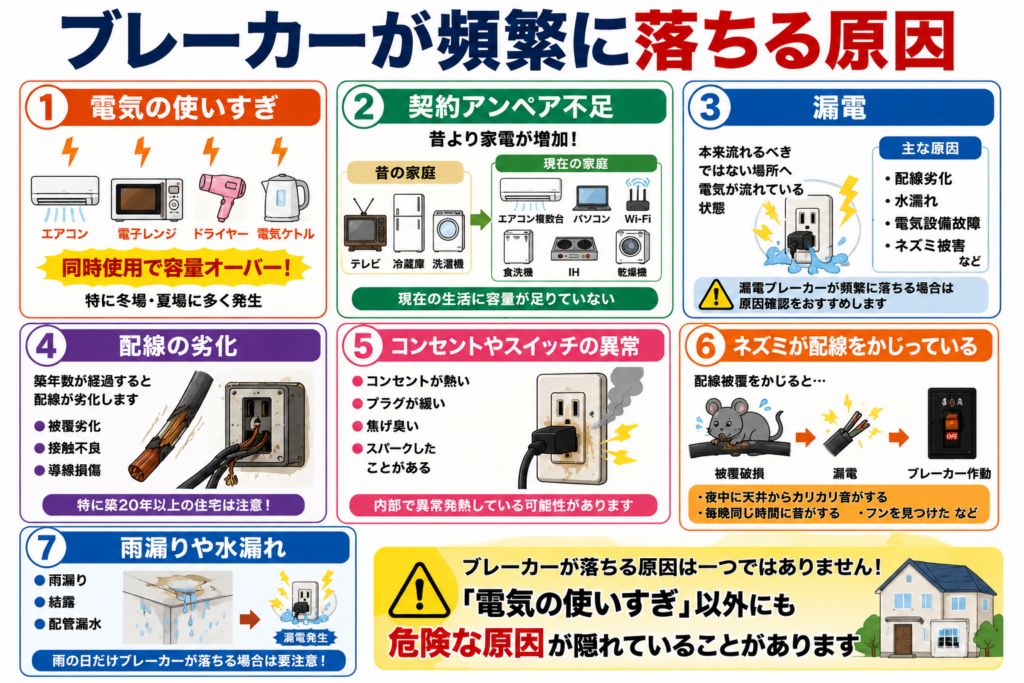 ブレーカーが頻繁に落ちる原因