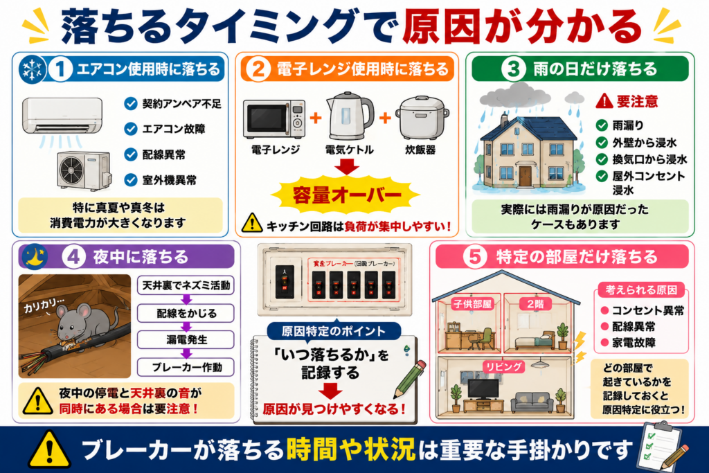 落ちるタイミングで原因がわかる