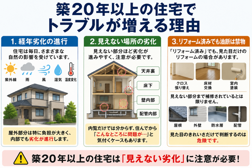 築２０年以上の住宅でトラブルが増える理由