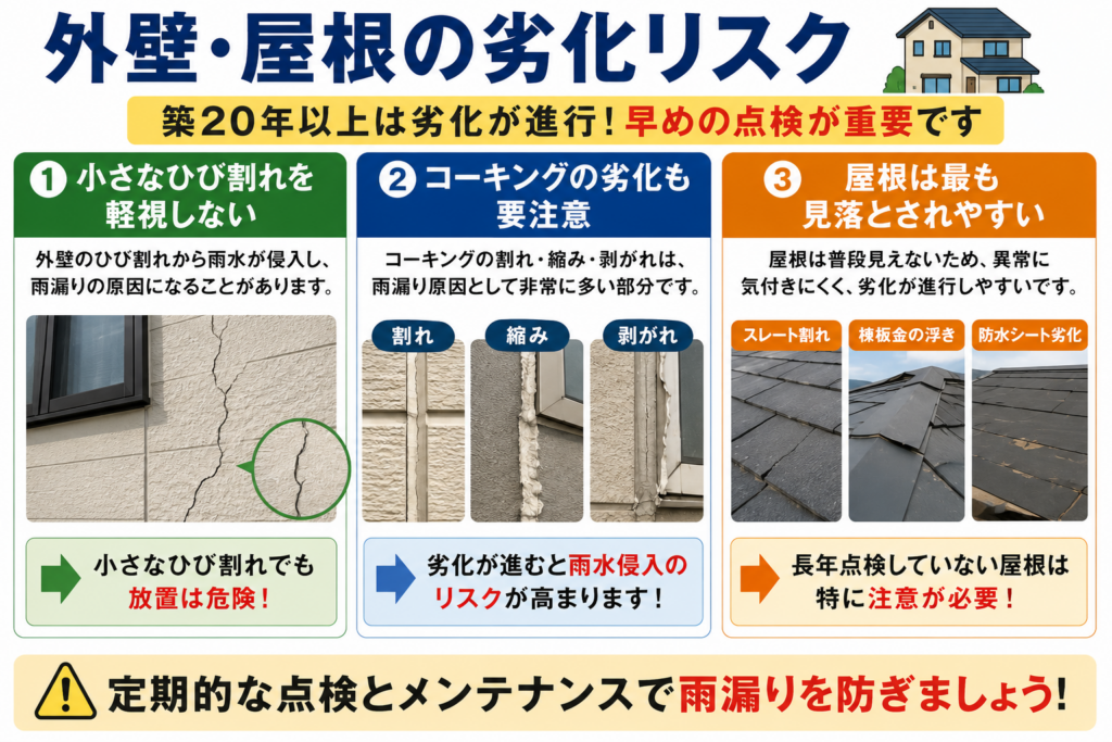 外壁・屋根の劣化リスク