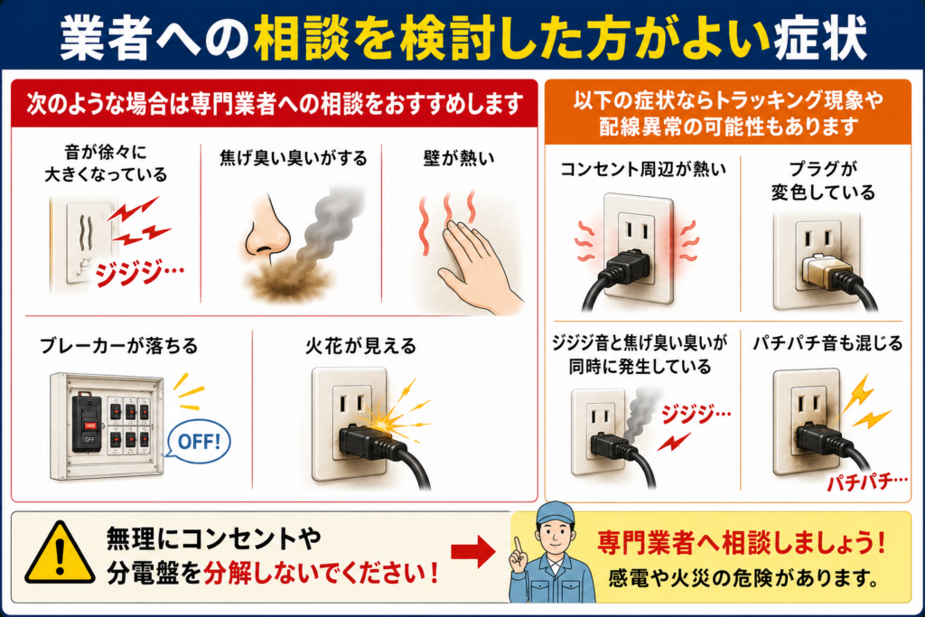業者への相談を検討した方がよい症状
