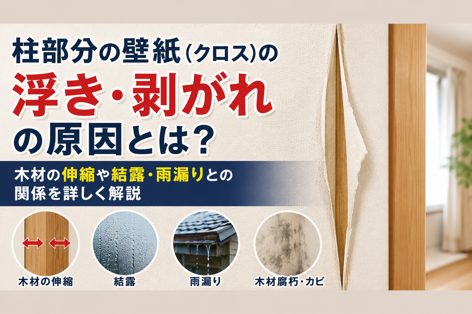 柱部分の壁紙（クロス）の浮き・剥がれの原因とは？