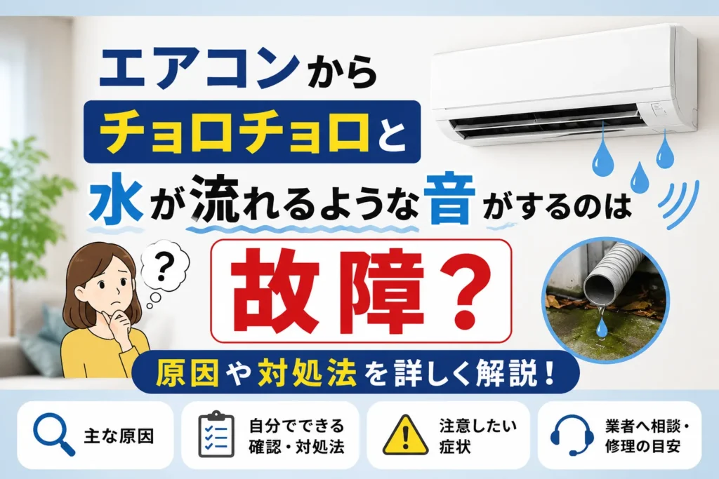エアコンからチョロチョロと水が流れるような音がするのは故障？