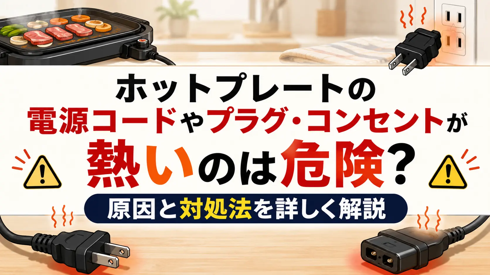 ホットプレートの電源コードやプラグ・コンセントが熱いのは危険?