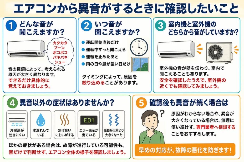 エアコンから異音がするときに確認したいこと