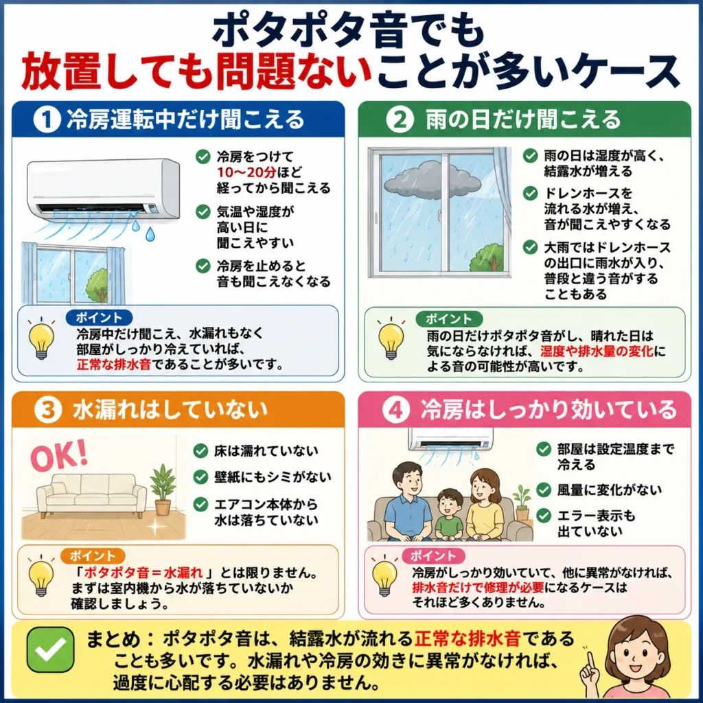 ポタポタ音でも放置しても問題ないことが多いケース