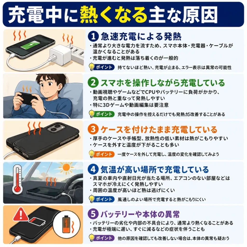 充電中に熱くなる原因