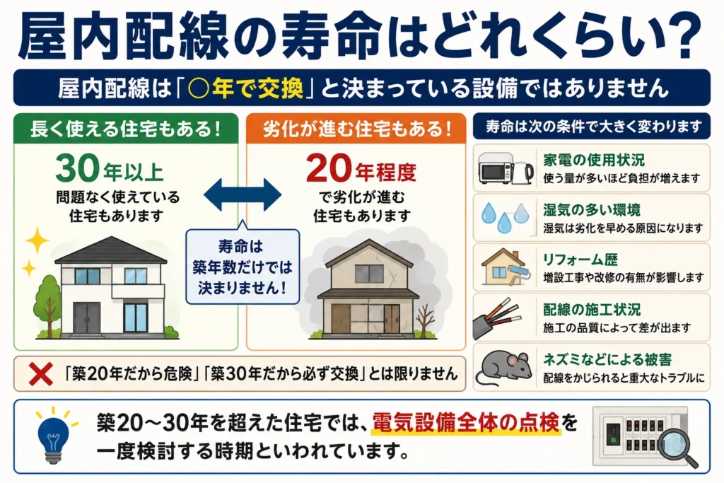 屋内配線の寿命はどれぐらい?