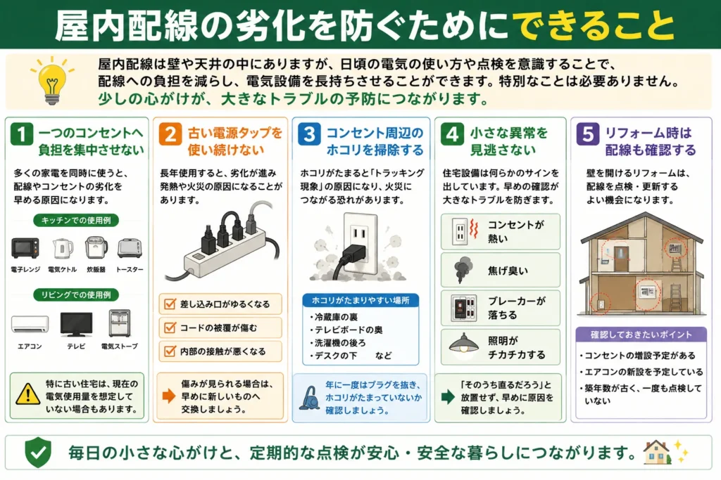 屋内配線の劣化を防ぐためにできること