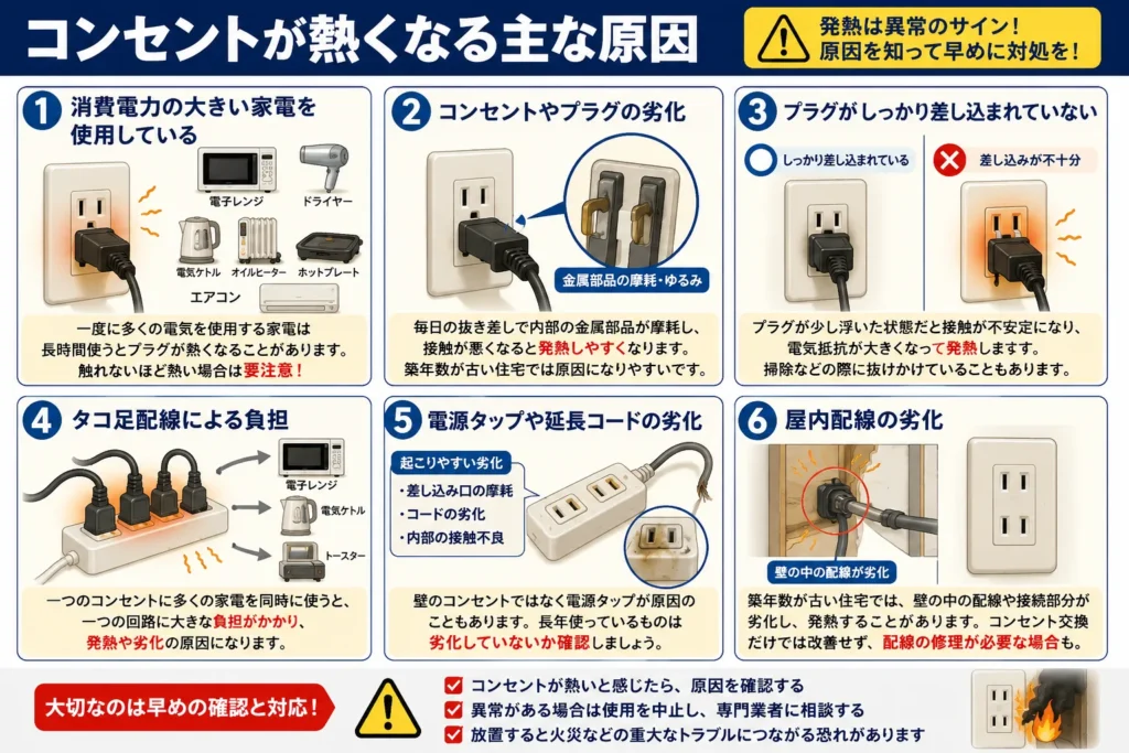 コンセントが熱くなる主な原因