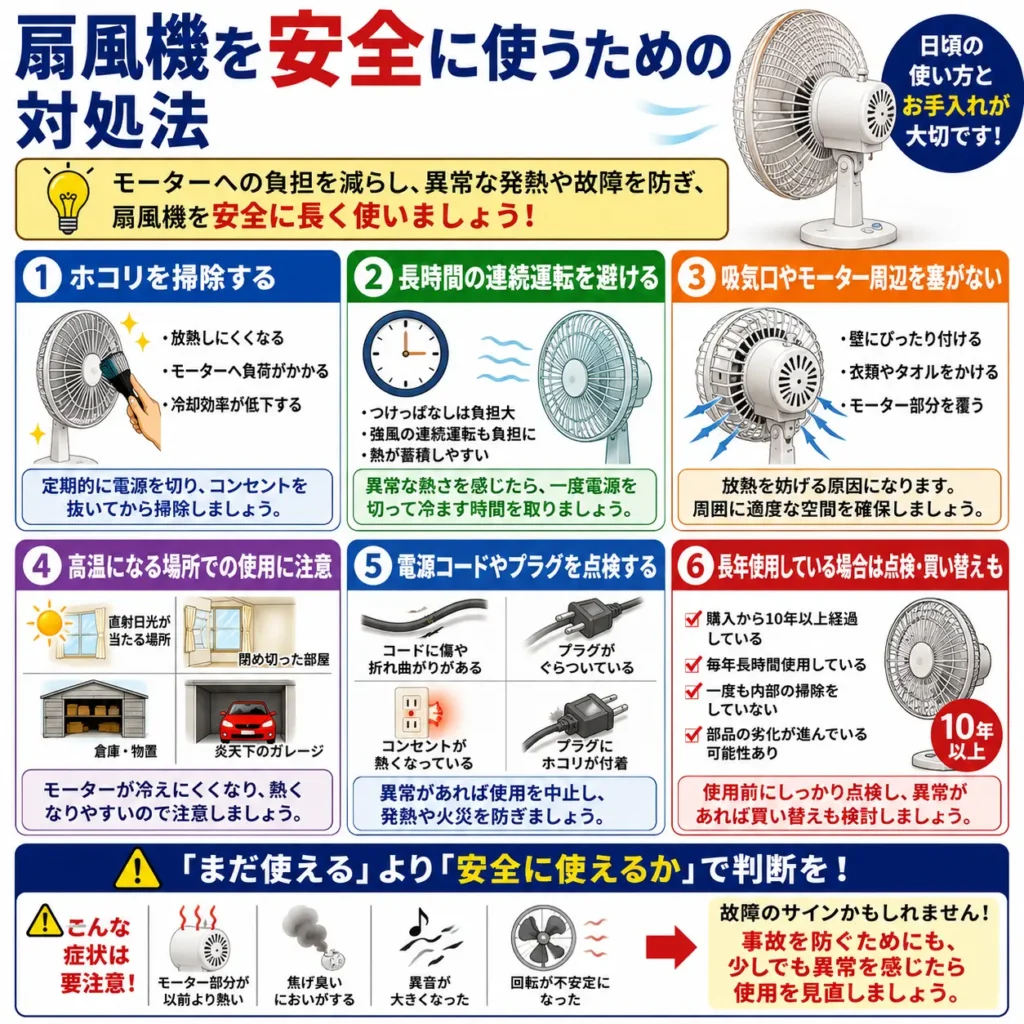 扇風機を安全に使うための対処法