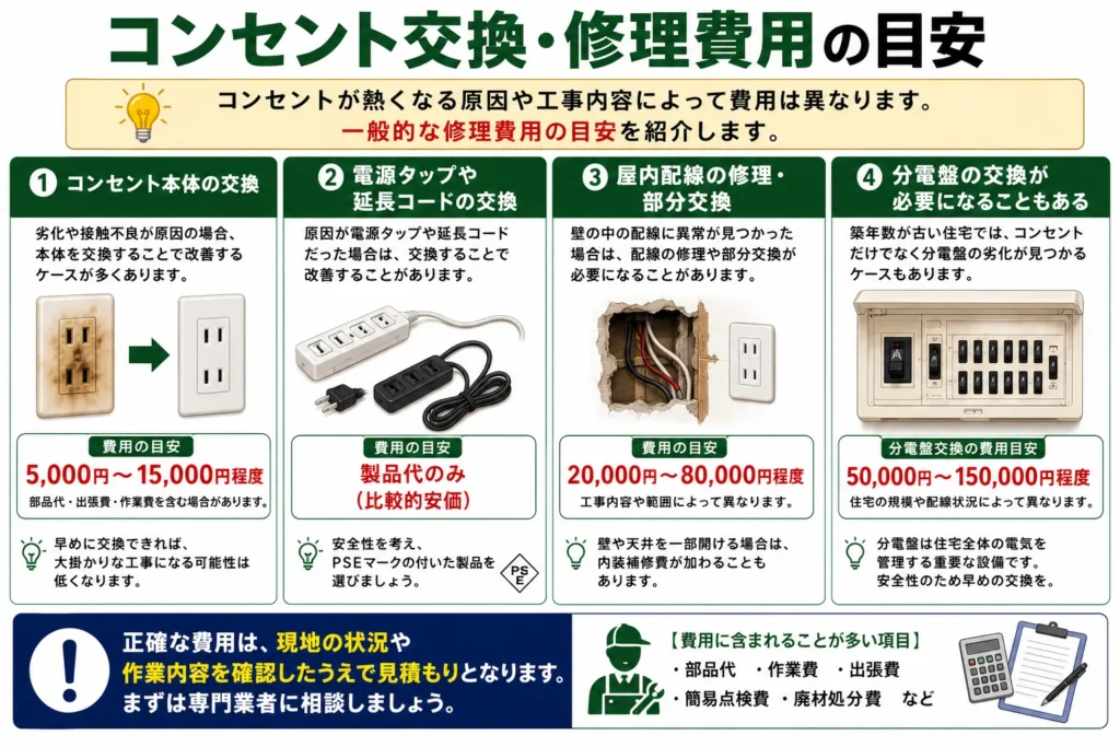 コンセント交換・修理費用の目安