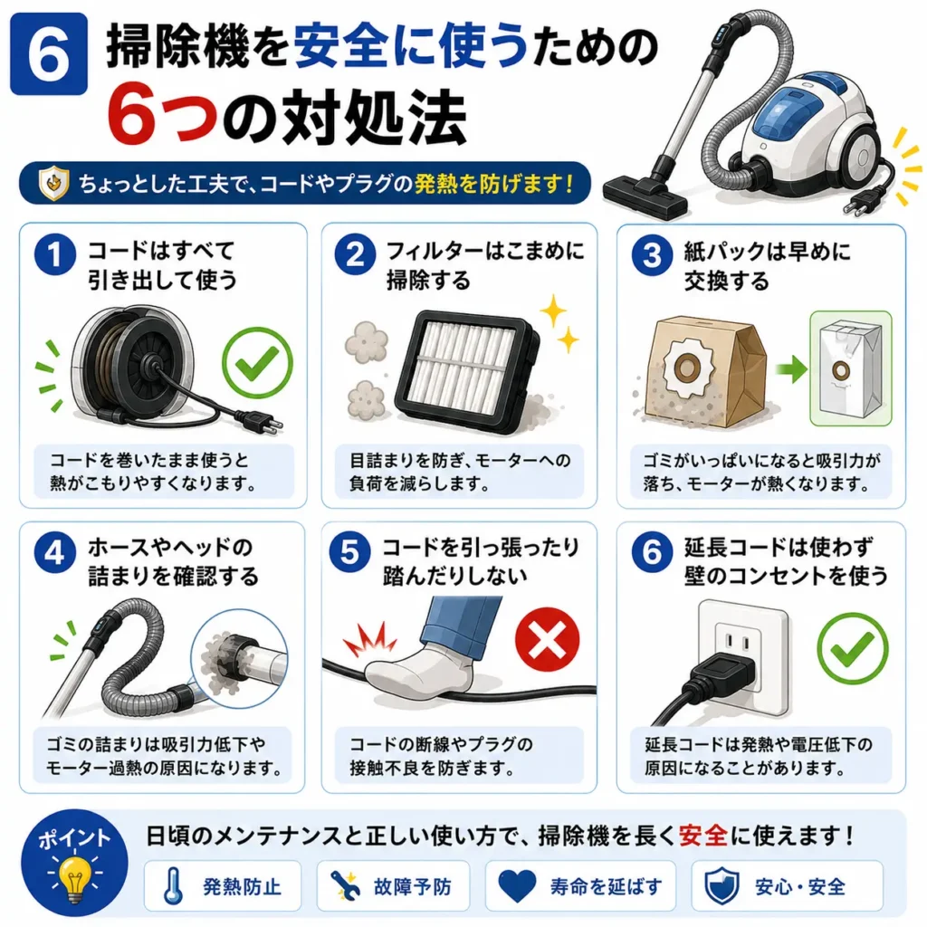 掃除機を安全に使うための6つの対処法
