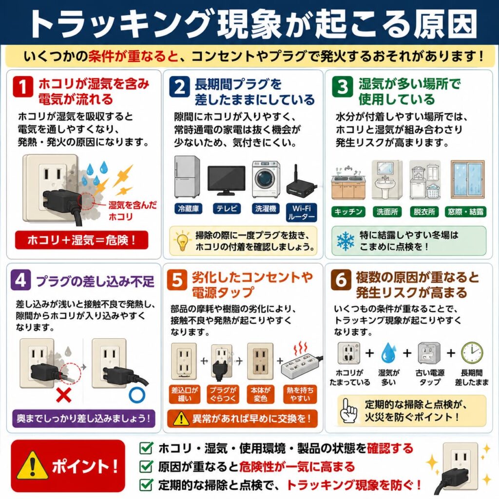 トラッキング現象が起こる原因