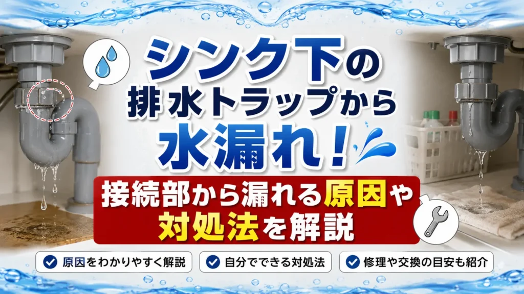シンク下の排水トラップから水漏れ！