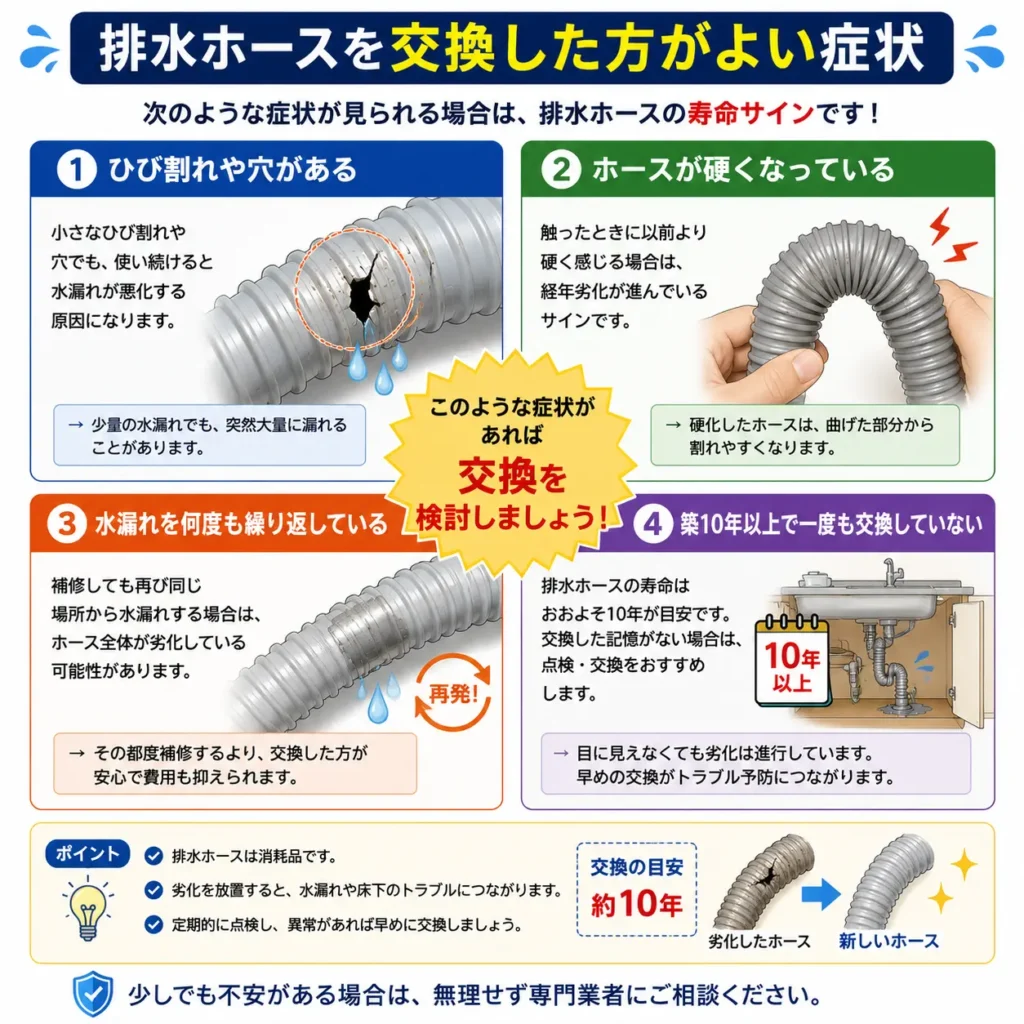 排水ホースを交換した方がよい症状