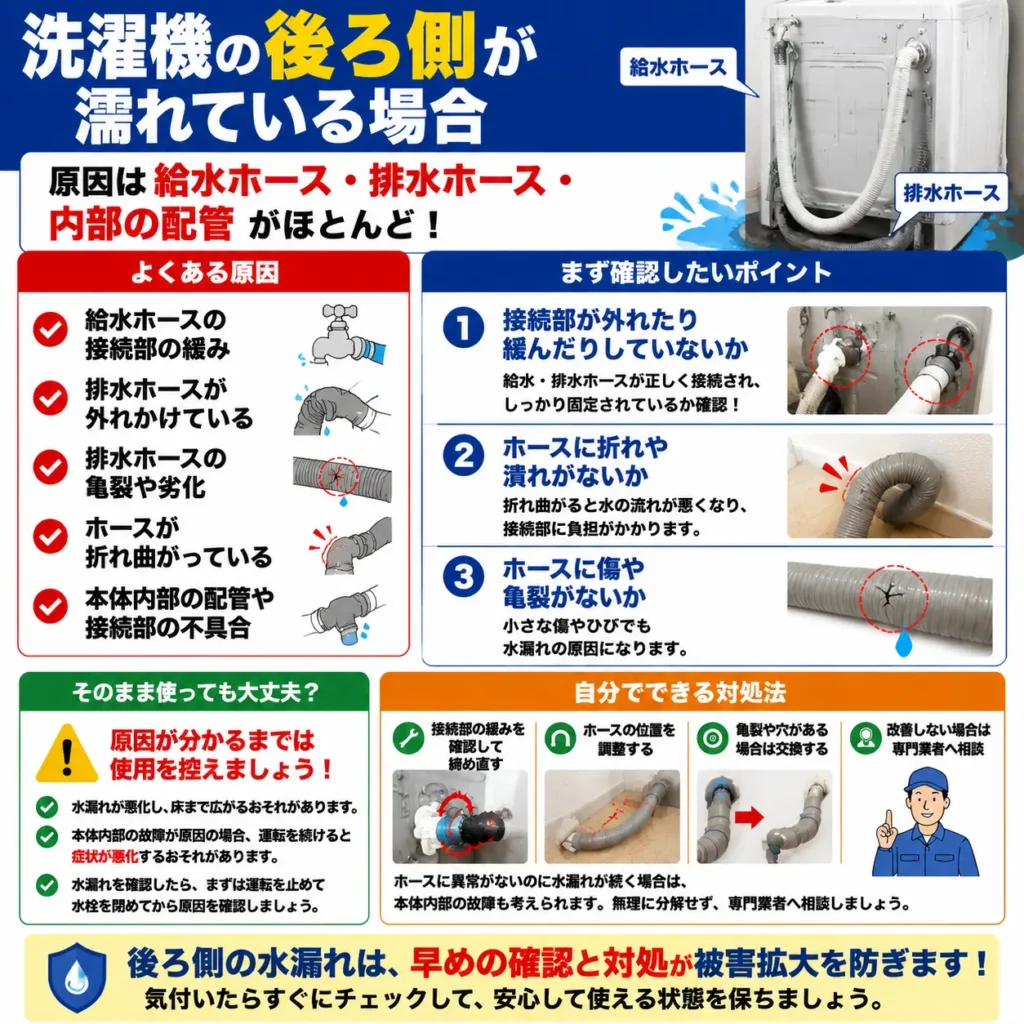 洗濯機の後ろ側が濡れている場合