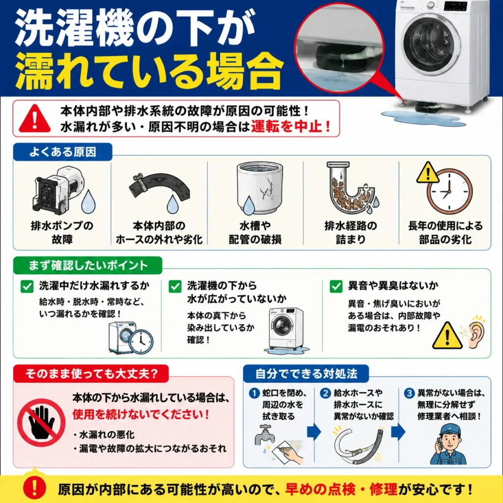 洗濯機の下が濡れている場合