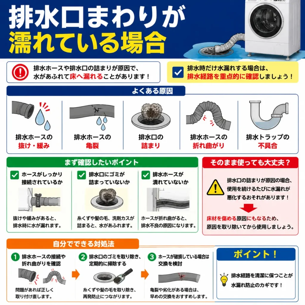 排水口まわりが濡れている場合
