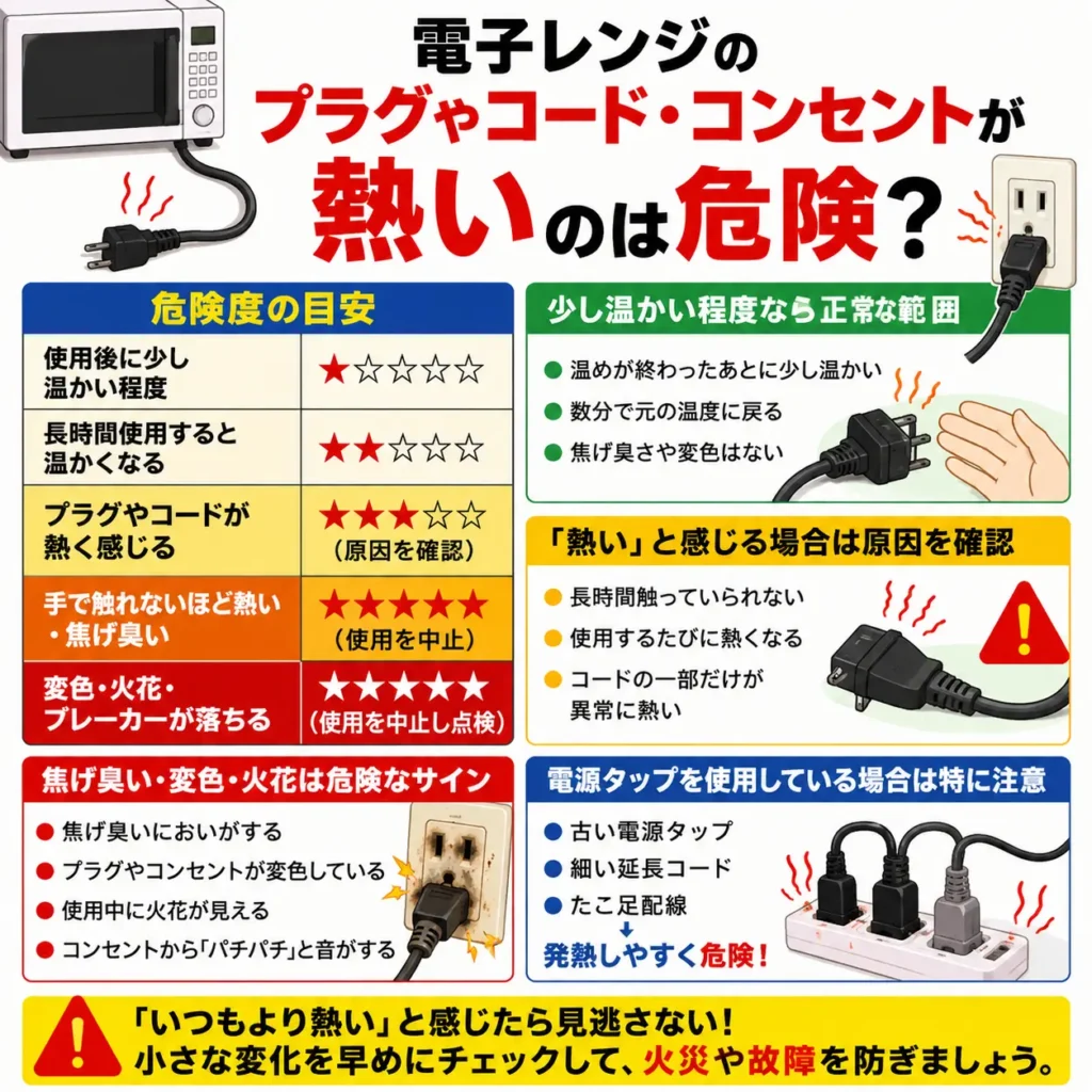 電子レンジのプラグやコード・コンセントが熱いのは危険?