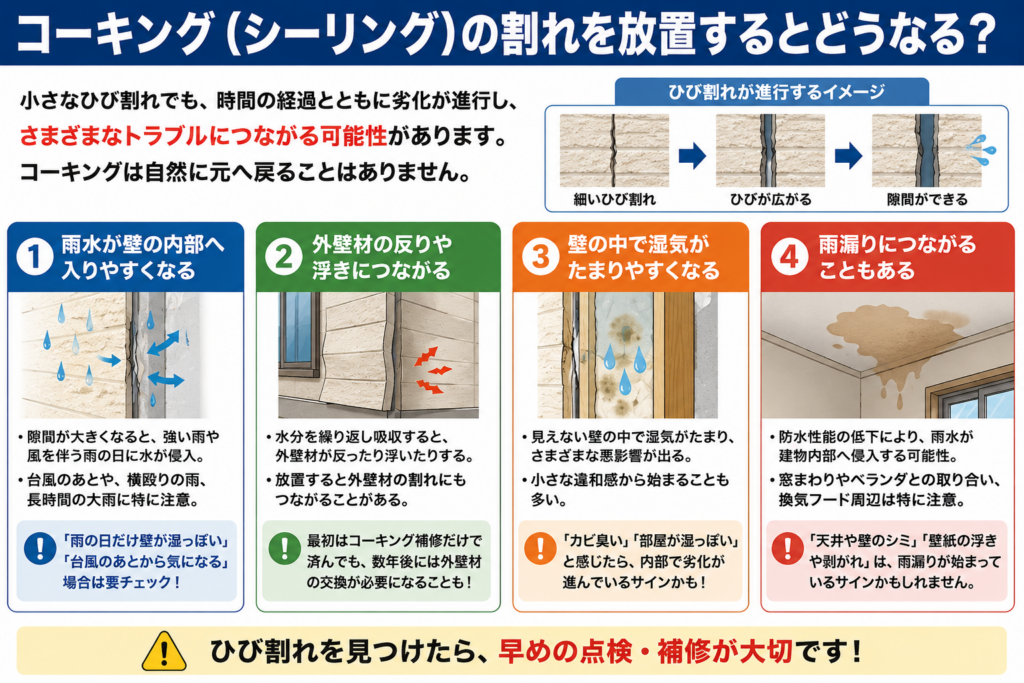 コーキングの割れを放置するとどうなる?