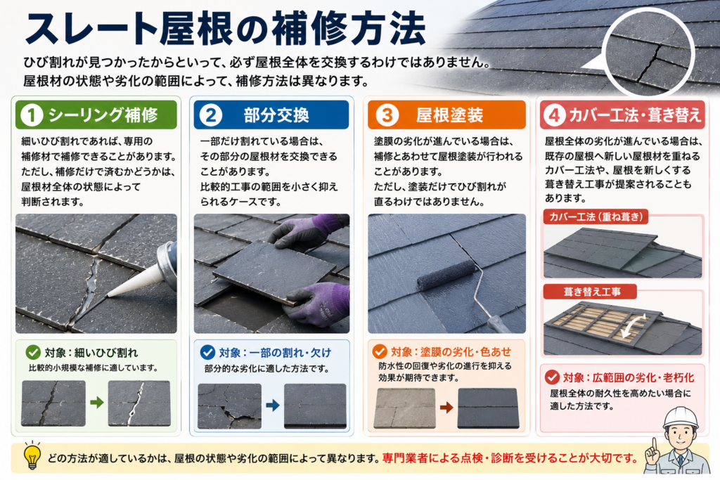 スレート屋根の補修方法