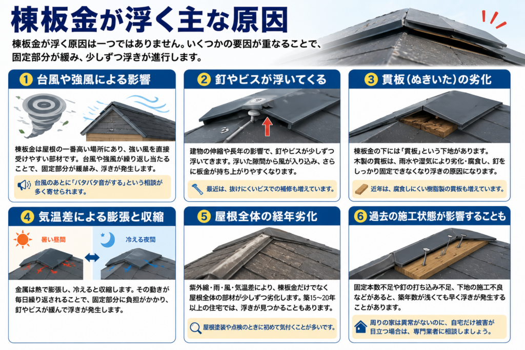 棟板金が浮く主な原因