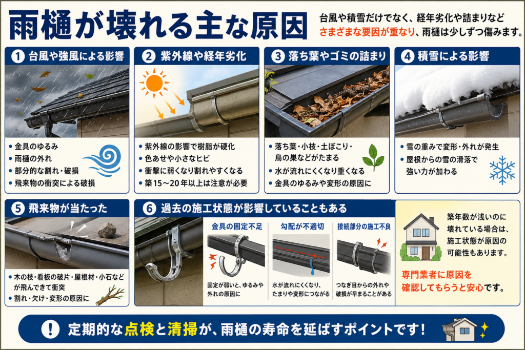 雨樋が壊れる主な原因