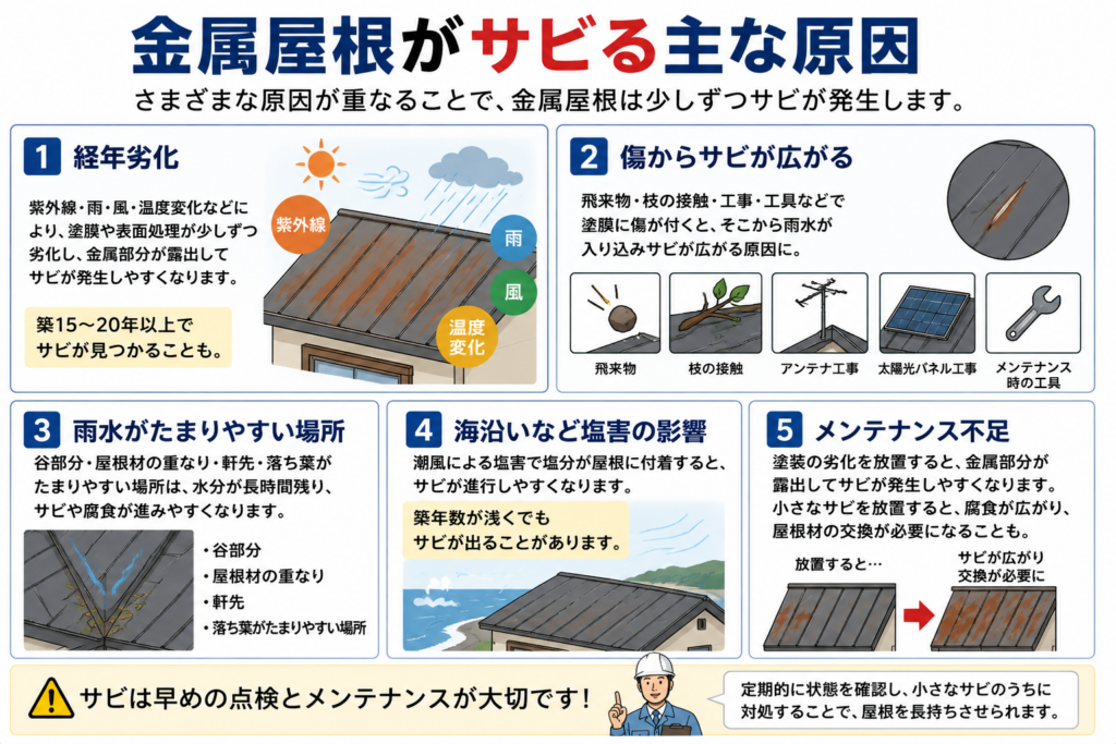 金属屋根がサビる主な原因
